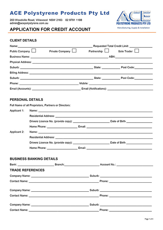Customer Credit Application